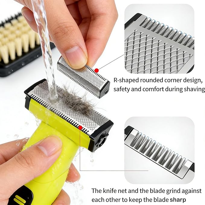 Beard Trimmer for Men - Rechargeable Hybrid Electric Shaver and Body Groomer, Washable Face Shaver 4 Combs Wet/Dry Body Trimmer for Men