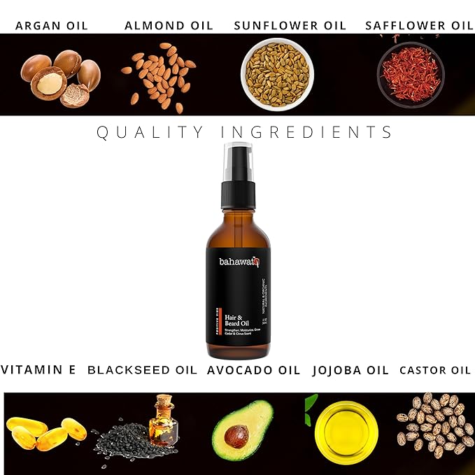 BAHAWAT: Premium Beard Oil Conditioner & Softener - Your Majesty- 2 ounce - Beard Itch and Dry Skin Relief - Handcrafted from Natural Ingredients - Label may vary