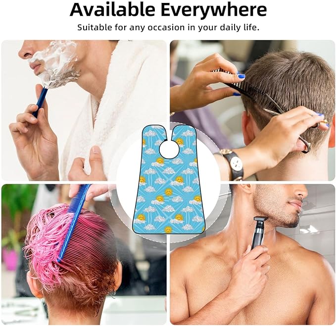 Adjustable Non-Stick Beard Apron, Hair Catcher Cape for Shaving Grooming, Waterproof with Suction Cups Men, Hippie Boho Style Sun Art Shave Bib