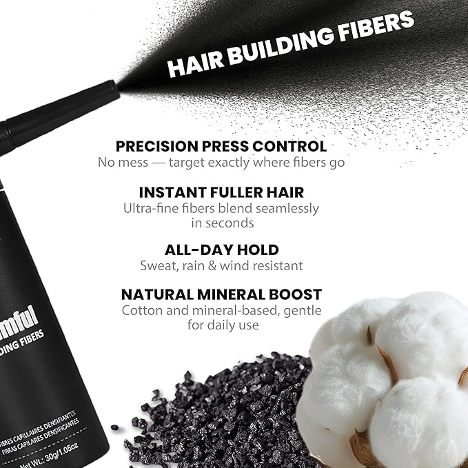 Hair Fibers for Thinning Hair, Hair Building Fibers Spray with Spray Applicator, Undetectable & Long-lasting, Instant Hair Coverage for Men & Women (Auburn, 30g)