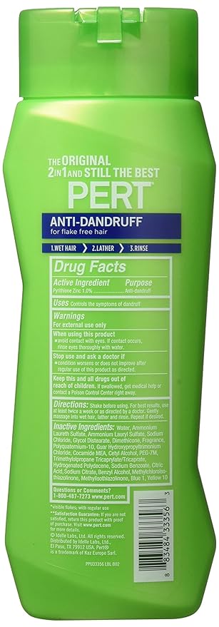 Pert Anti-Dandruff 2 in 1 Shampoo and Conditioner - Pack of 2 For Unisex 13.5 oz Shampoo and Conditioner