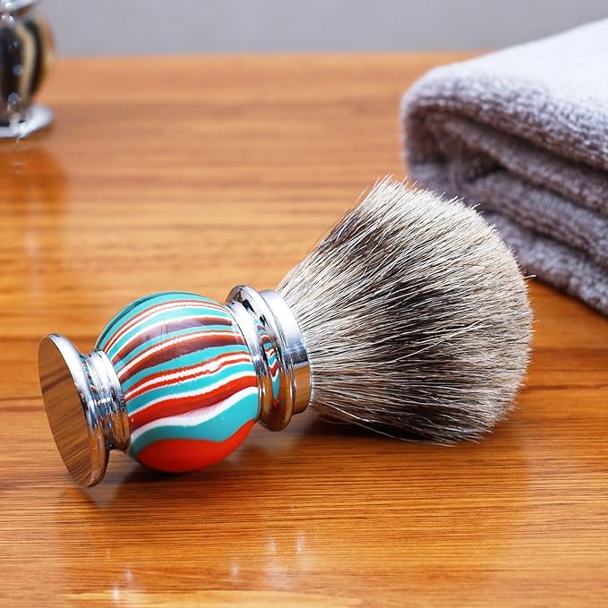 Professional Men's Shaving Brush Natural Pure Badger Hair Bristle Knot Barber Grade Daily Grooming Tool Gift for Husband Father Brother Boyfriend