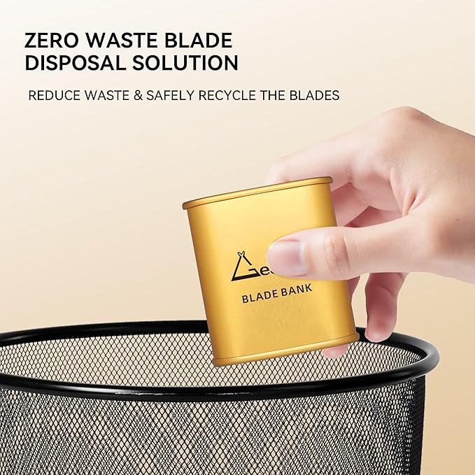 Gearhub Blade Bank Sharps Disposal Container Safely Store Used Safety Razor Blades Large Capacity for Barber Shops & Personal Use Sealed Design Holds 300+ Blades Matte Gold