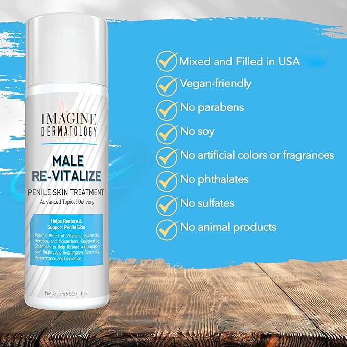 Male Re-Vitalize Original Penile Health Cream for Men - Relieve, Restore and Support Skin - Moisturizer Penile Lotion - Large Value Size (5fl oz/150ml)