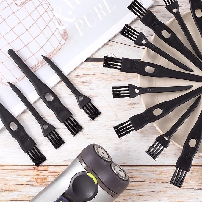 PAGOW 24 Pcs Electric Razor Cleaning Brush, Shaver Razor Clipper Cleaner Brush, Electric Shaver Hair Remover Cleaning Brushes, Nylon Bristles PP Handle, 2 Sizes (Black)