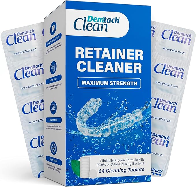 Retainer Cleaner Tablets, Compatible with Invisalign, Approved for Ultrasonic Cleaners, DEEP CLEANSER Formula Cleans Below the Surface, Denture Cleaning Tablets, Removes Stains, Aligners, Mouth Guard