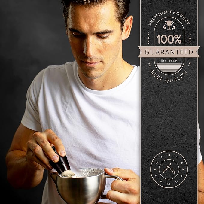 Synthetic Badger Hair Shaving Brush - Futura Synthetic Badger Hair + Handmade Ebony Shave Brush, Exfoliating Stiff Bristles, Thick & Creamy Lather For A Great Shave, Pre-Shave & Barber Approved