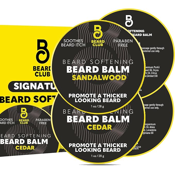 The Beard Club Cedar & Sandalwood Beard Balm - Leave-In Conditioner and Styling Wax for Beard Softening and Moisturizing - 2oz