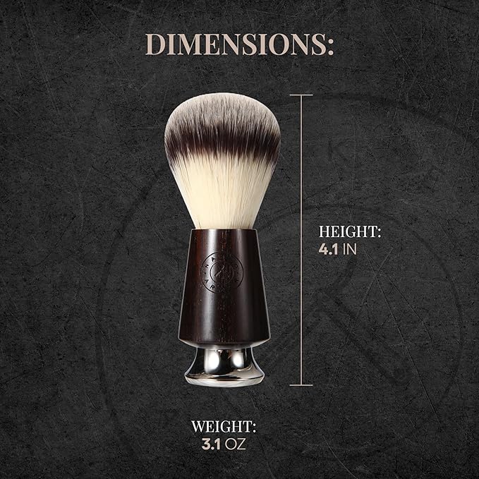 Synthetic Badger Hair Shaving Brush - Futura Synthetic Badger Hair + Handmade Ebony Shave Brush, Exfoliating Stiff Bristles, Thick & Creamy Lather For A Great Shave, Pre-Shave & Barber Approved