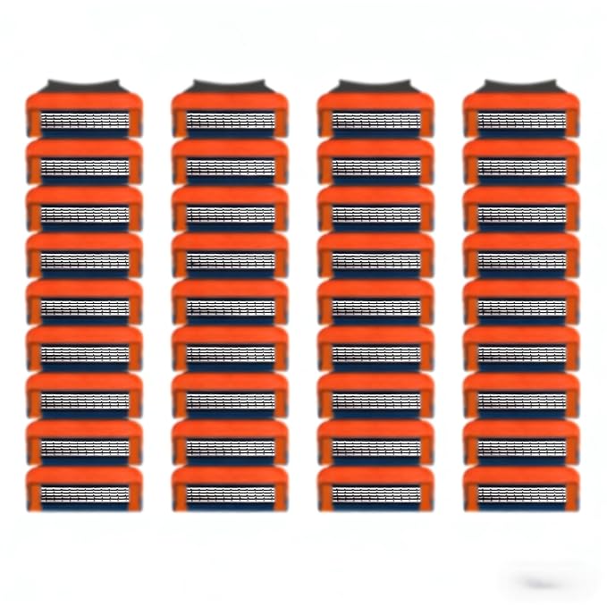 36 Blades Replacement Parts for GL-Fusion 5 Style Razors (Orange-Slate), Wet Razors Men's Blades Value Packs
