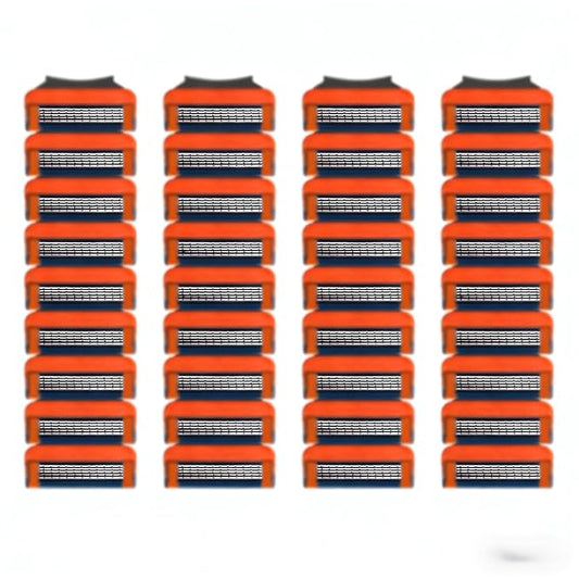 36 Blades Replacement Parts for GL-Fusion 5 Style Razors (Orange-Slate), Wet Razors Men's Blades Value Packs