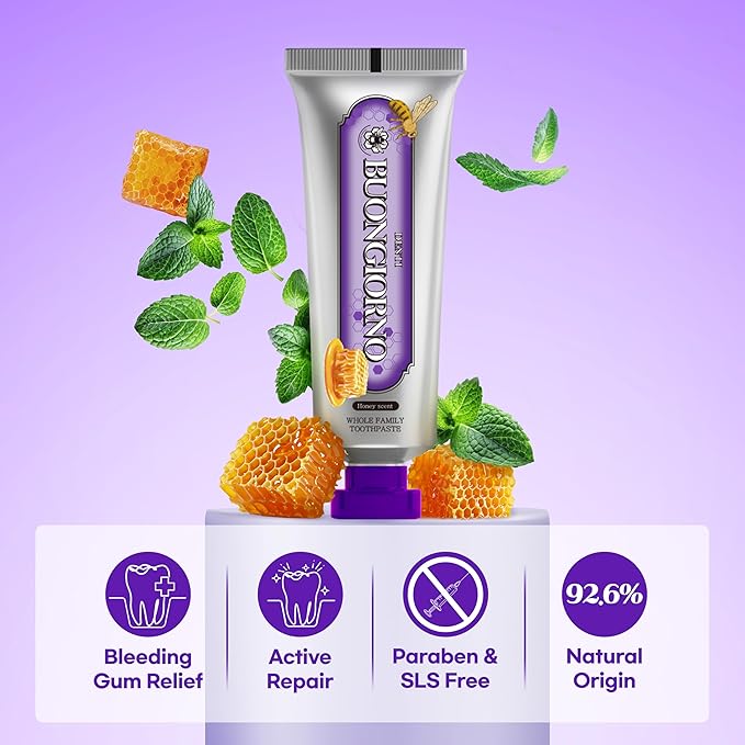 Toothpaste (Honey Mint)-Gingivitis & Periodontal Care for Bleeding Gums, Active Repair & Sensitivity Relief, Propolis & CICA, Paraben & SLS Free (3.52fl oz / 100g)