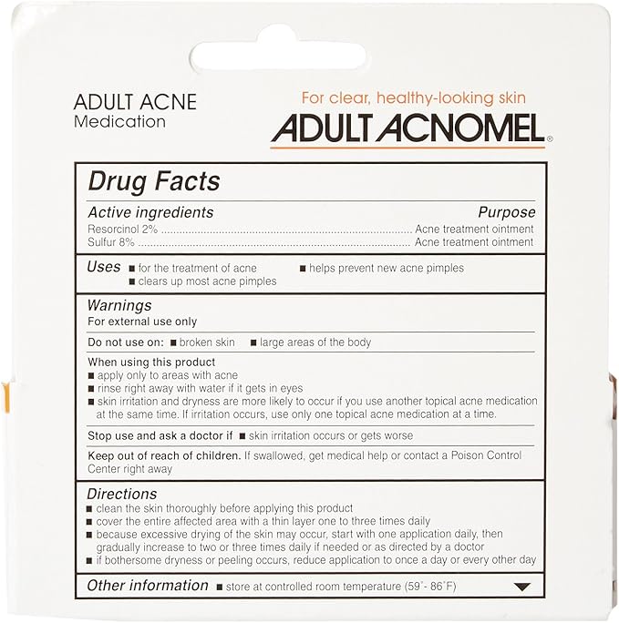Acnomel Adult Acne Medication Cream 1.3 Oz