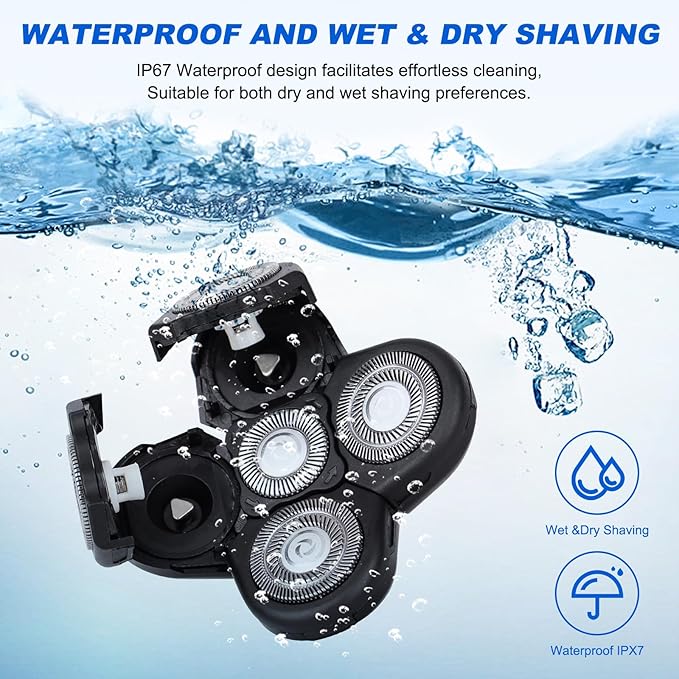 5D Blades Shaver Replacement Heads,Head Electric Razor Shaving Compatible with Frbid Replacement Blades Shaver kit for Bald Men with 3 Cleaning Brush, 3 Pack by Plantarecover
