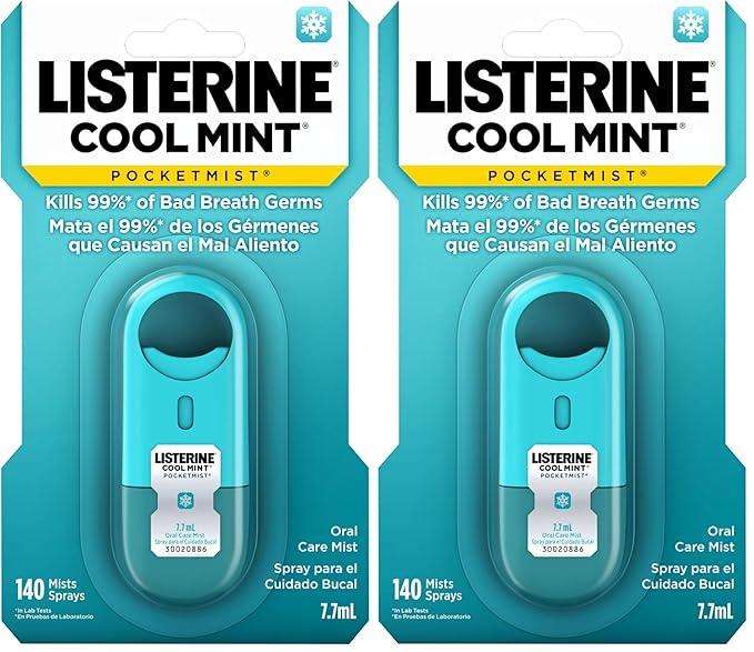 Listerine Mouthwash Pocketmist, Cool Mint | Portable Spray | Sugar-Free | Kills 99% of Germs | Fresh Breath
