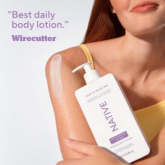 Native Body Lotion Contains Naturally Derived Plant-Based Moisturizers for Women and Men | Restores Dry Skin, Lilac & White Tea, 16.5 fl oz
