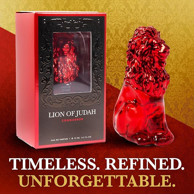 LION OF JUDAH Conqueror - Travel Size Cologne for Men - Long-Lasting EDP Fragrance Comes in Elegant Lion-Shaped Glass Bottle - Cinnamon,Amber & Vanilla Notes (15ml)