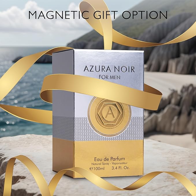 Azura Noir for Men Eau De Parfum - Woody Spicy Fragrance - Long-Lasting Cologne Choice For Daily Wear - Top Notes of Lemon, Nigerien Ginger, Refreshing Mint & Lavender - Elegant 100ml Bottle
