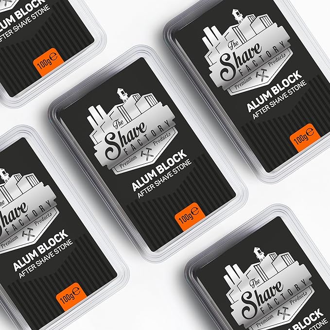 The Shave Factory Alum Block Aftershave Solution for Shaving Razor Burn Relief in Plastic Case 3.53 oz. 100gr.