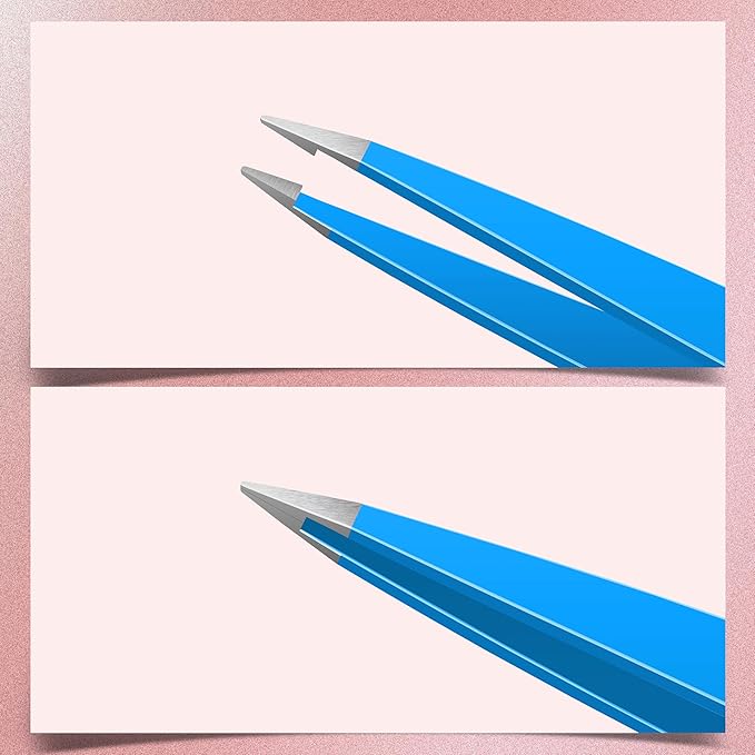 MARKHOR® Royal Blue Eyebrow Tweezers for Women Facial Hair, Splinter and Ingrown Hair Removal Tweezers Set, Professional Pointed and Slant Tweezers for Eyebrows, Precision Tweezers for Eyebrows