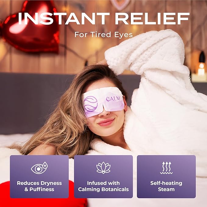 Body Restore Self Heating Warm Compress for Dry Eyes 5 Pack - Heated Eye Mask for Fast Relief, Birthday Gifts for Women, Men, Travel Essentials, Stye Eye Treatment, Eye Patch, Relaxation - Lavender