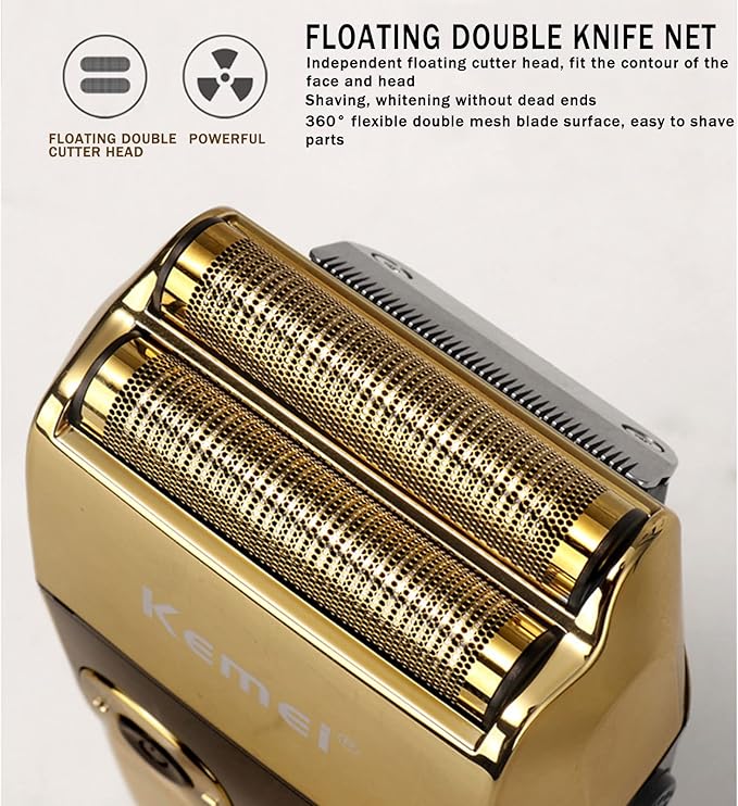 KEMEI Electric Razors for Men, LCD Display Cordless Men's Razors, USB Rechargeable with Pop-up Beard Trimmer Best Worldwide Travel Gift, Model KM 2028, Gold