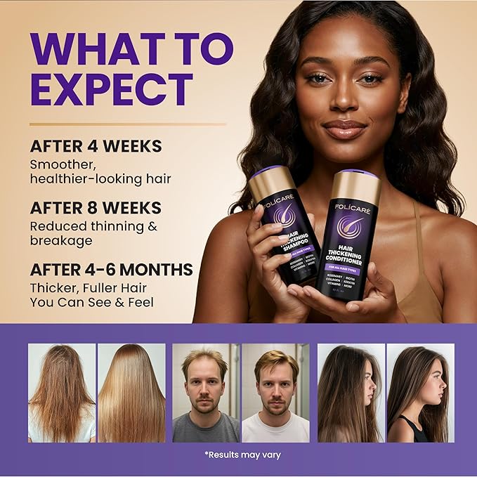 Thickening Hair Growth Shampoo and Conditioner Set For Women & Men, Biotin Shampoo and Conditioner, Intensive Repair for Thinning Damaged & Frizzy Hair, Split End Care, Sulfate & Paraben Free