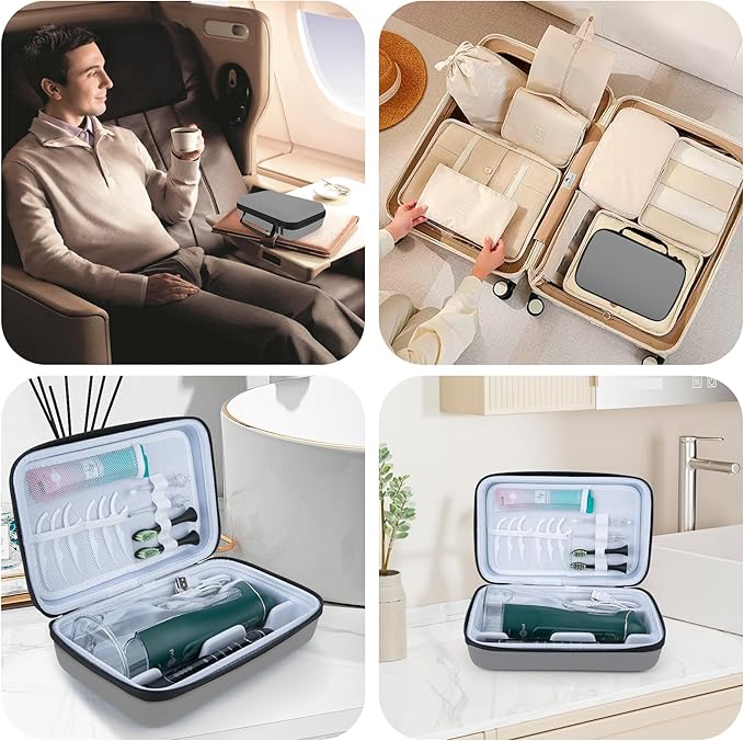 Water Flosser Travel Case, Portable Oral Irrigator Organizer, Sturdy Carrying Storage Holder for Flosser, Electric Toothbrush, Toothpaste and Irrigator Accessories (Case Only) - Grey
