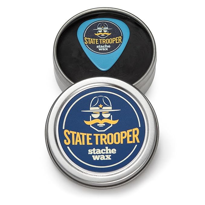 State Trooper Mustache Wax - Dark Black - Citrus - One Ounce Tin
