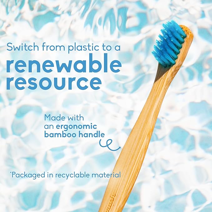 The Humble Co Bamboo Toothbrushes, 5 Pack - Ultra Soft Bristles Natural Bamboo Toothbrush - BPA Free Soft Bristles for Sensitive Gums - Non-Toxic & Plastic Free Handle - Dental Oral Care & Hygiene