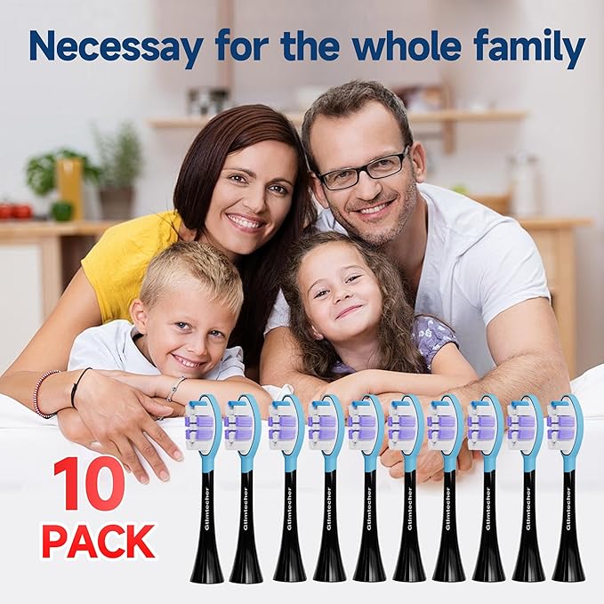 Electric Toothbrush Heads for Philips Sonicare Replacement Heads, 10 Pack Adults Kids 7+ Sonicare Toothbrush Replacement Brush Heads Philips Sonicare Sensitive Replacement Heads C2 C3 G2 G3 A3, Black