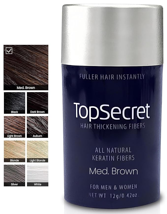 Top Secret Hair Thickening Building Fibers Refills - Undetectable & Natural Hair Filler - for Men & Women - Instantly Fill In Fine Thinning Hair - Weather & Sweat Resistant (Medium Brown, Regular)