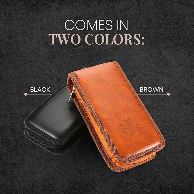Razor Travel Case - Safety Razor Case, Straight Razor Case, Disposable Razor Case, Elegant Travel Razor Case For Your Razor & Brush, Keeps Razor & Brush Clean, Travel In Style, Great Gift (Brown)