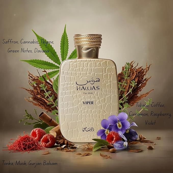 RASASI Hawas Viper Eau de Parfum for Men, 100ml (3.4 oz) Oriental & Rich Scent Spray