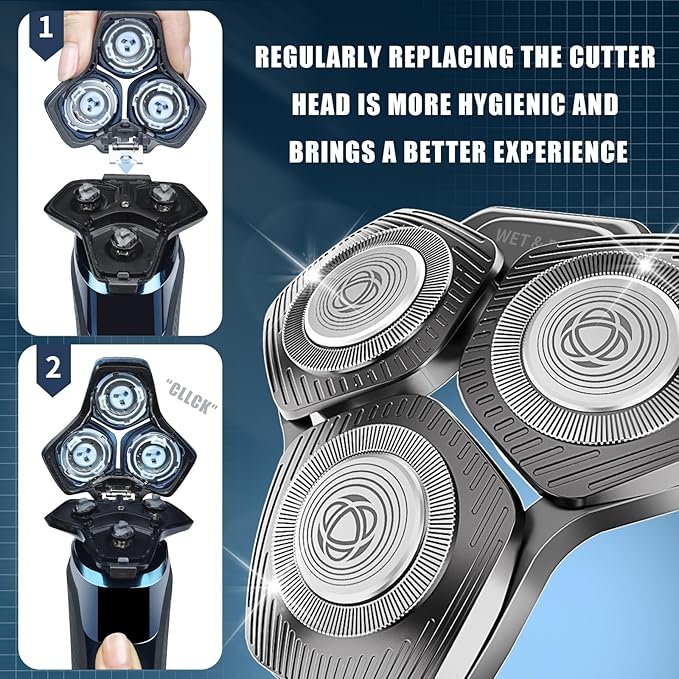 2 Pack SH71/50 Shaving Heads Compatible with Phili*s Shavers Series S5000 (S5XXX),S7000 (S7XXX) (grey)