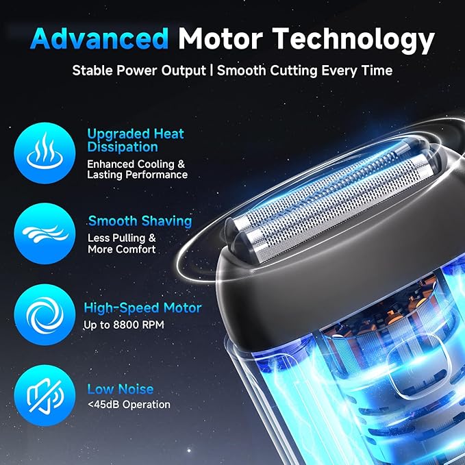 Electric Foil Shavers for Men: Mini Electric Razor with 3 Floating Blades, IPX7 Waterproof Foil Shaver, USB-C Rechargeable Shavers for Men with Travel Lock, Compact Grooming Gift for Home & Travel