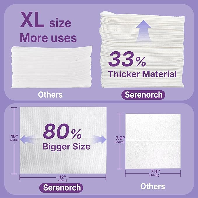 Disposable Face Towels XL 200 Count, Pearl Texture Facial Tissues for Deep Cleansing, Ultra Thick Makeup Remover Dry Wipes, Lint Free Cotton Tissue for Sensitive Skin