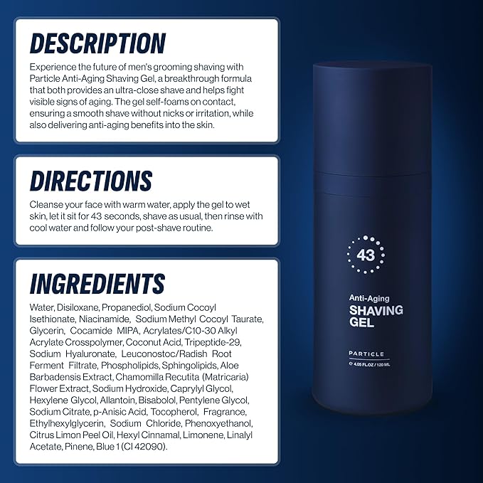 Particle Anti Aging Shaving Gel for Men, Helps Reduce the Appearance of Wrinkles, Firm and Tighten Your Skin with Every Shave in Just 43 Seconds (4.05 fl.oz)