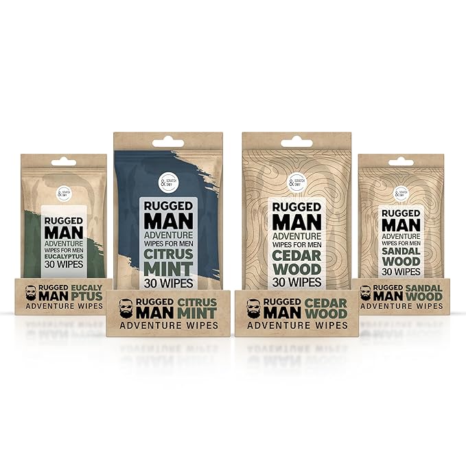 BLKSMITH Refined Man Body Wipes For Men - Cold Shower Face and Body Wipes for Men with Sandalwood, Citrus Mint, Cedarwood & Eucalyptus - Refreshing Mens cleansing Wipe - 120 Count (4 x 30 Pack)