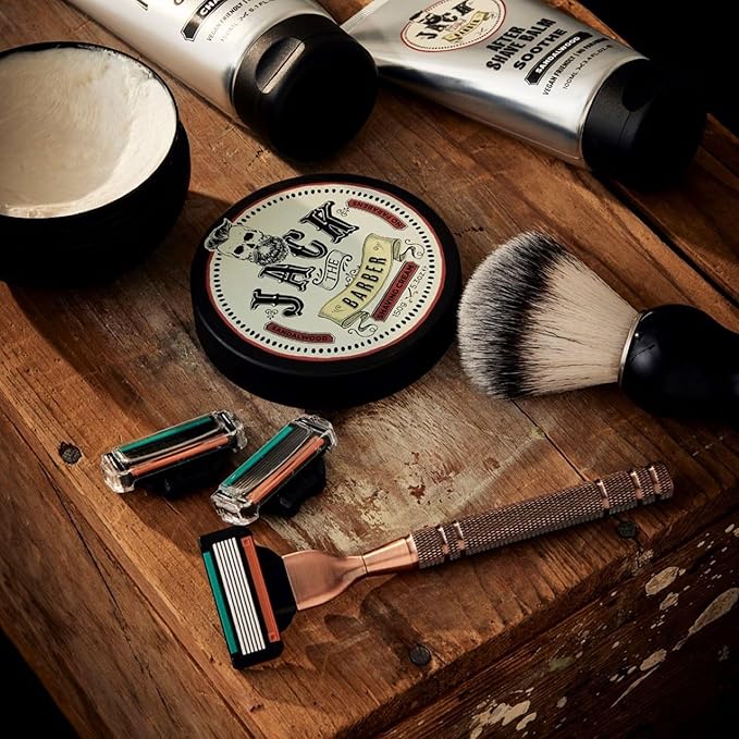 Jack The Barber Men Razors For Shaving 6 Blade Razor Kit, Cartridge Razors For Men Multi-Blade Metal Handle, Alternative To 4 Blade Razors For Men