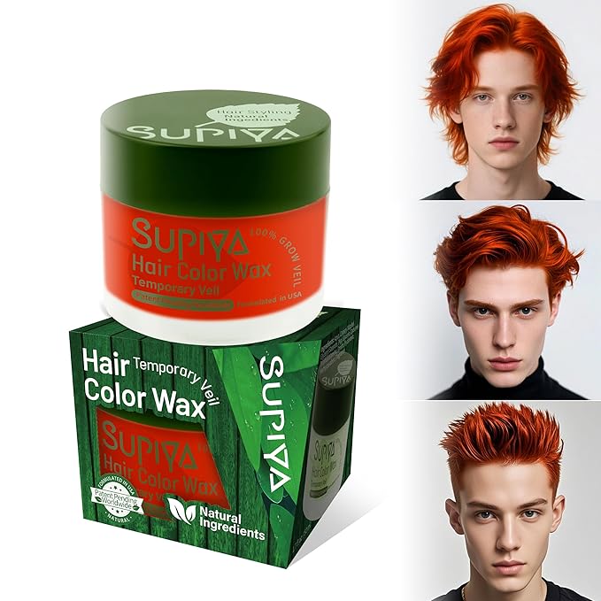 Temporary Hair Styling Color Wax, Red Hair Dye Color Wax Washable Natural Instant Hair Coloring Cream for DIY Hairstyle for Kids Men Women(Color #XC524)