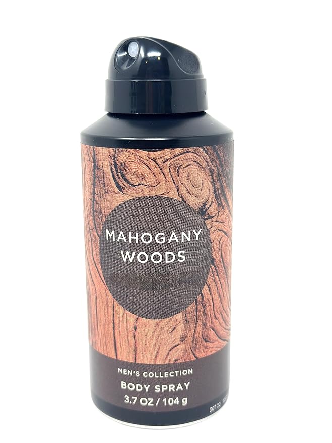 Bath and Body Mahogany woods Body Spray 3.7 oz / 104 g for mens blend notes of mahogany, bourbon vanilla and golden amber