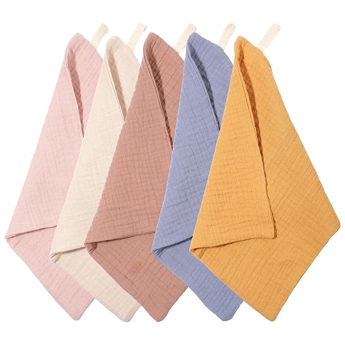 5 Pack Face Cloths Makeup Remover Cloth Cotton Wash Cloth Soft Muslin Washcloths Breathable Reusable Facial Towels for Skin Care Daily Absorbent Cleaning Travel Women Men Adults