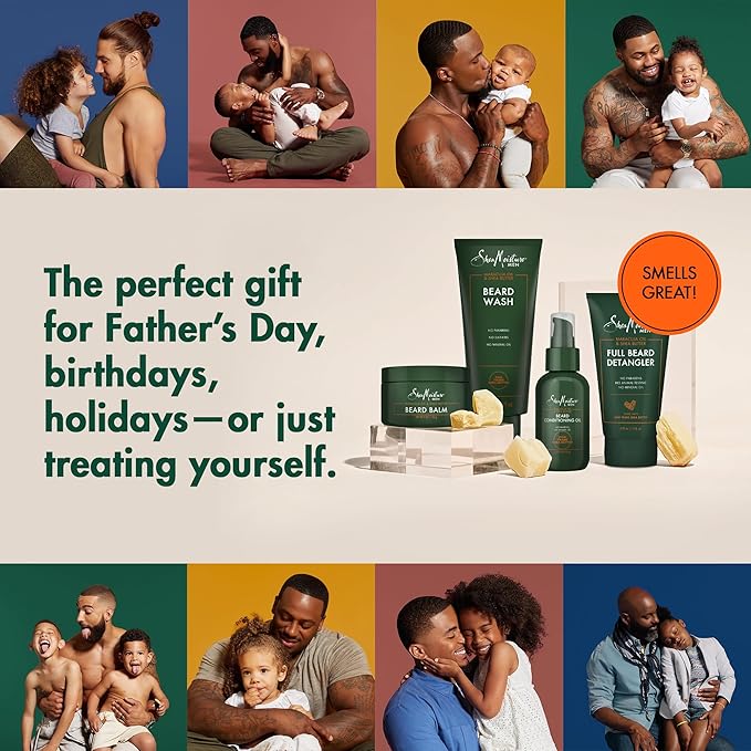 SheaMoisture Beard Kit for Men – Beard Wash, Conditioning Beard Oil, Full Beard Detangler + Beard Balm with Shea Butter & Maracuja Oil, Gifts for Men (4 Piece Set)