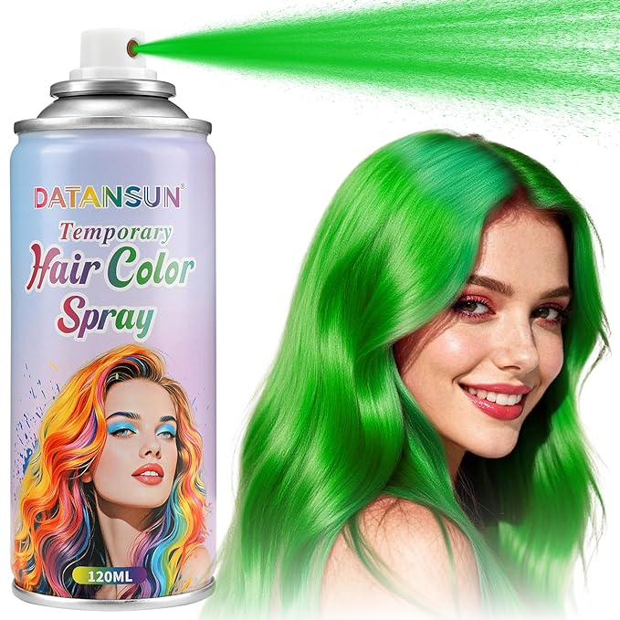 Green Hair Spray【Instant Color】【Skin Friendly】【Easy To Clean】【Large Capacity】Washable Hair Color Spray For Women/Men 4.06 oz，08 Green