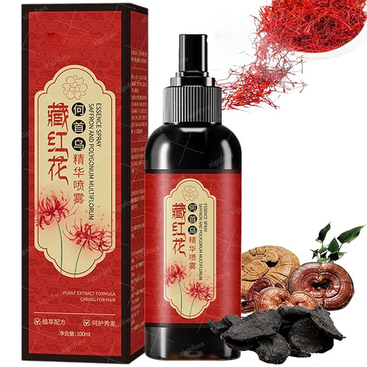 Saffron Hair Blackening Spray, Saffron Herbal Spray, Japanese Hair Essence Spray for Soft, Silky, Nourishes & Strengthens Hair, Improves Dryness & Frizz (1 Pc)