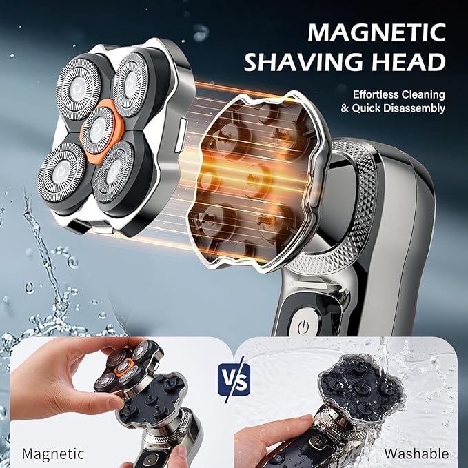 Head Shavers for Bald Men,Electric Razor for Men,IPX7 Waterproof Wet/Dry Bald Head Shaver, Flex Blades for a Close Shave,LED Display Electric Rechargeable Head Shaving Mens Kit with Type-C Charge