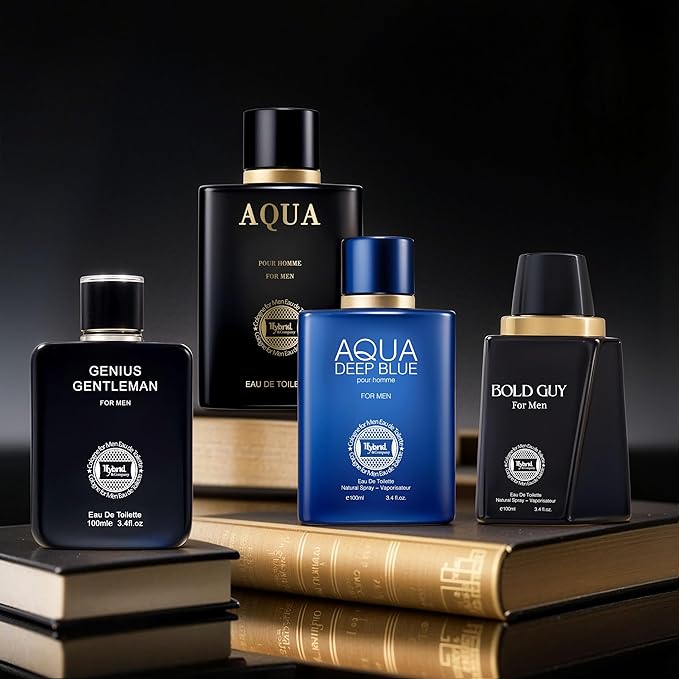 Hybrid & Company Men's Cologne Gift Set – 4 Pc Eau de Toilette Collection, Fresh Masculine Fragrance for Men