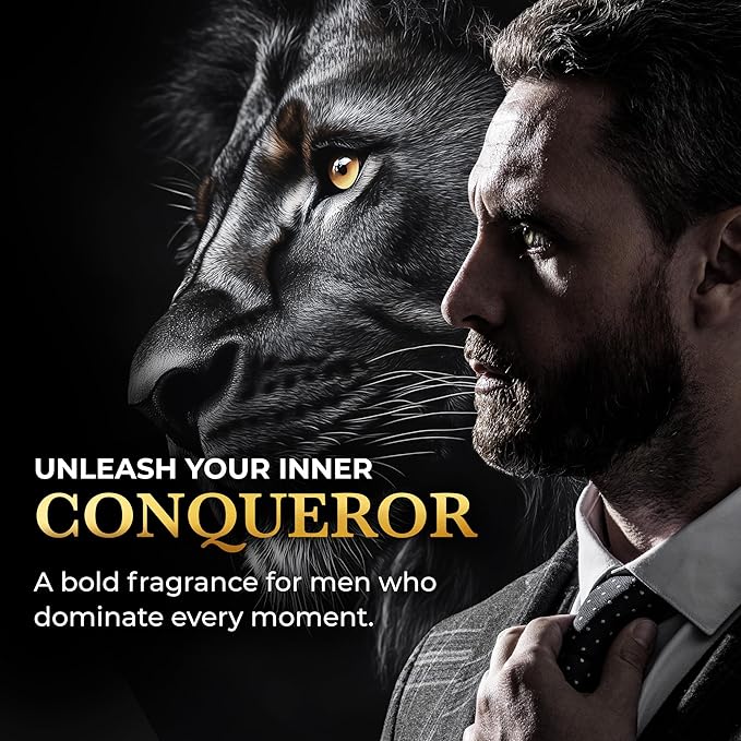 LION OF JUDAH Conqueror - Long-Lasting EDP Fragrance Comes in Elegant Lion-Shaped Glass Bottle - Men's Cologne with Cinnamon,Amber & Vanilla Notes (90ml)