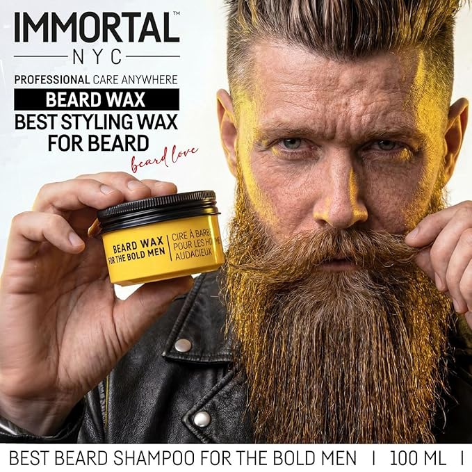 Immortal NYC Beard King Beard Wax, 1.7 oz/ 50 ml - Strong Hold - Precise Styling & Shape - Tames Stray Hairs